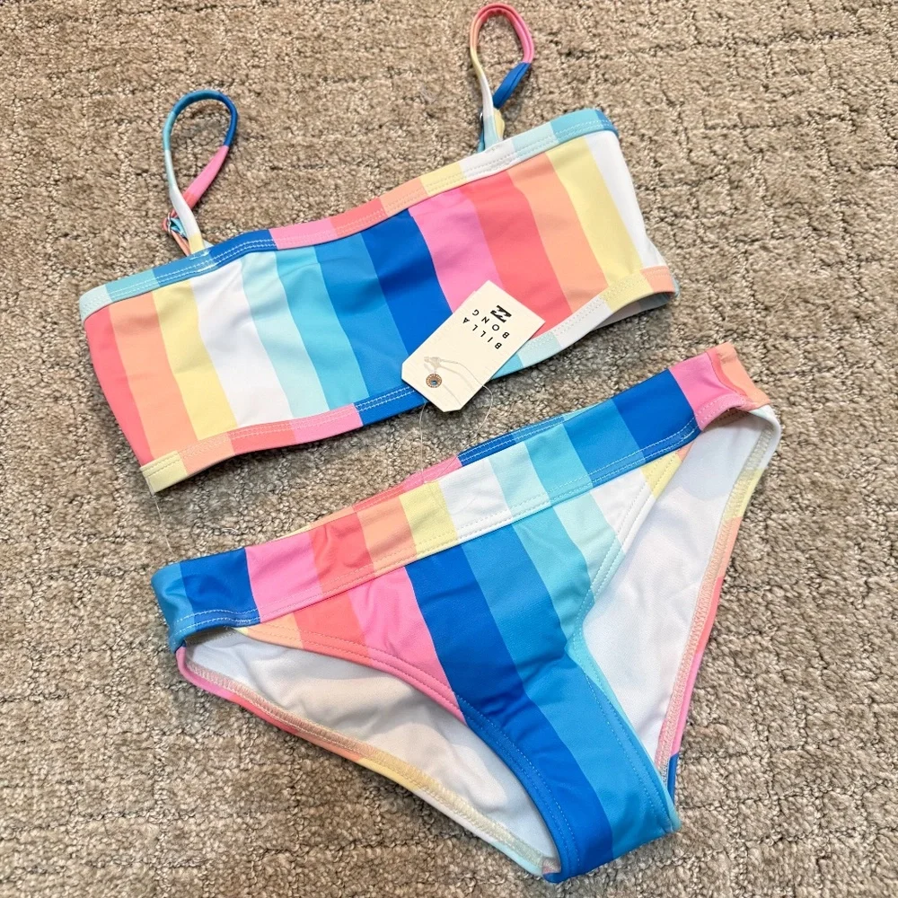 Billabong Girls Colorful Striped Block Bikini Set